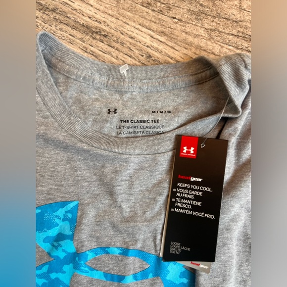 UNDER ARMOUR Womens Sportstyle Graphic T-SHIRT GREY /BLUE  Size MEDIUM NWT #96 - Picture 10 of 11